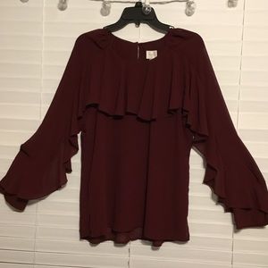 NWT Cupio Ruffled Long Sleeved Top